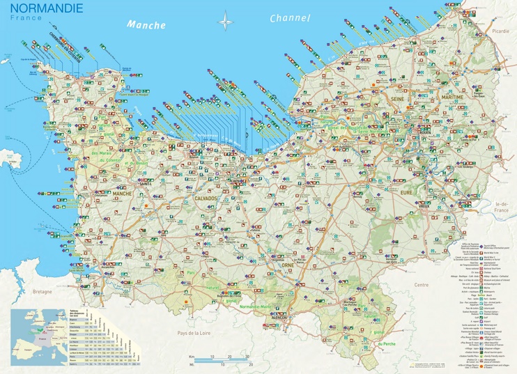 Normandy tourist map - Ontheworldmap.com