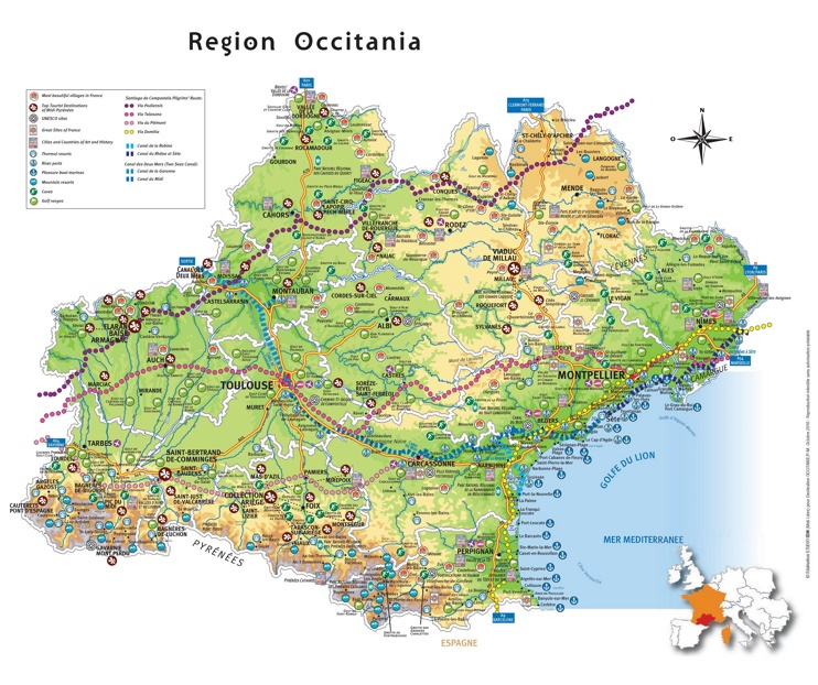 Occitanie tourist map