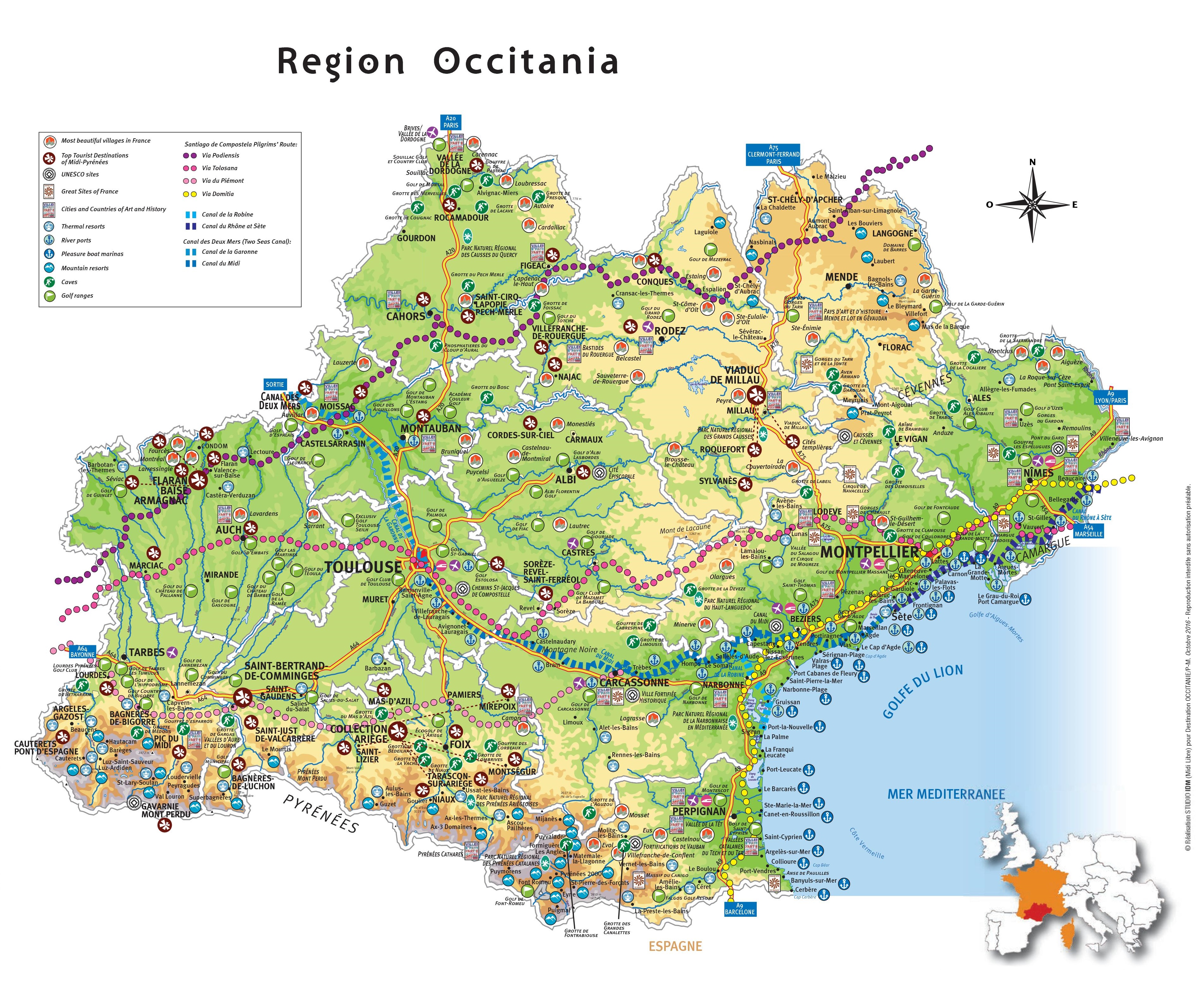 Occitanie Tourist Map
