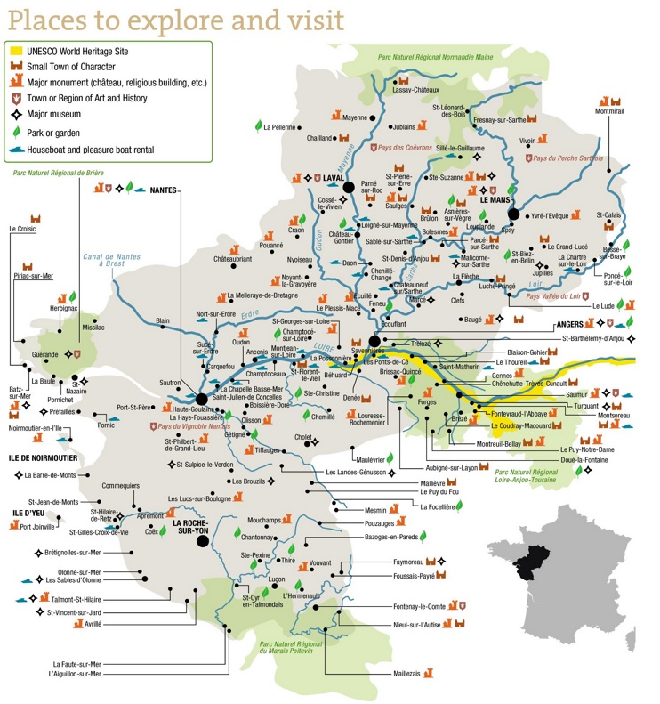 Pays de la Loire tourist map