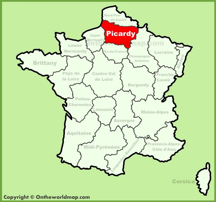 Picardy location on the France map