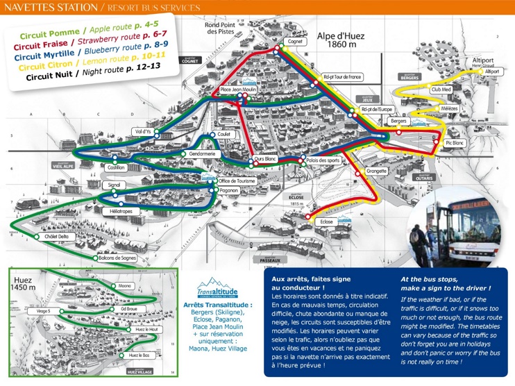 Alpe d'Huez bus map