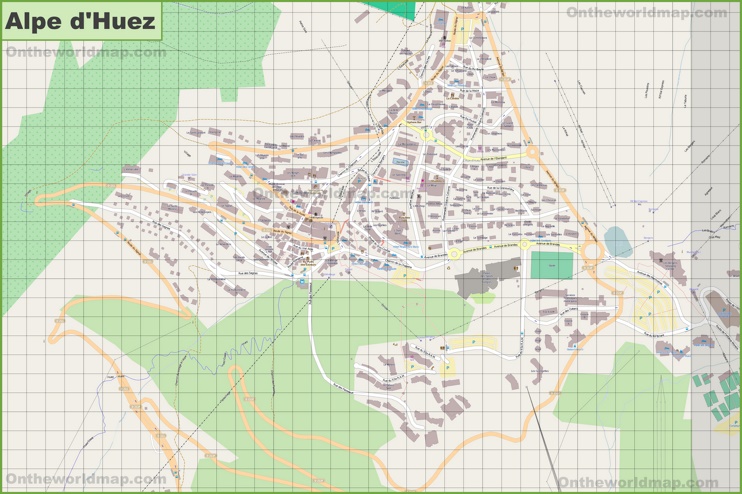 Large detailed map of Alpe d'Huez