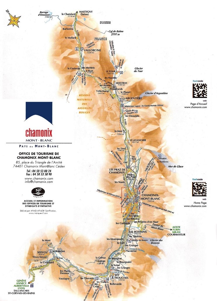 Chamonix valley map