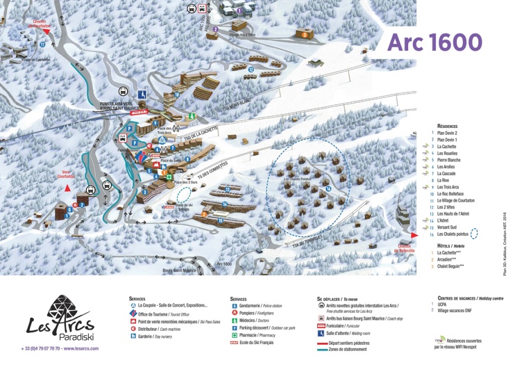 Les Arcs 1600 map
