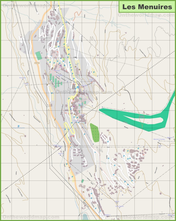 Large detailed map of Les Menuires