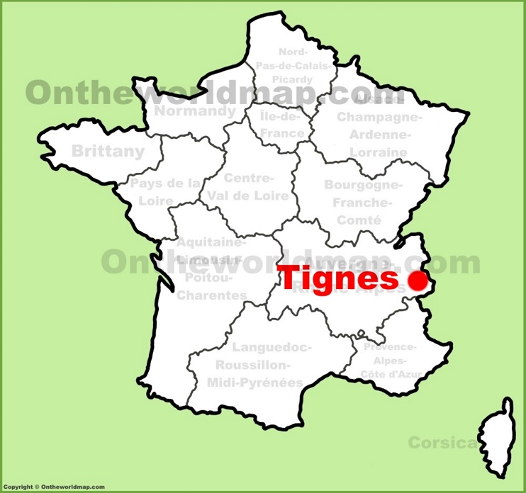 Tignes location on the France map