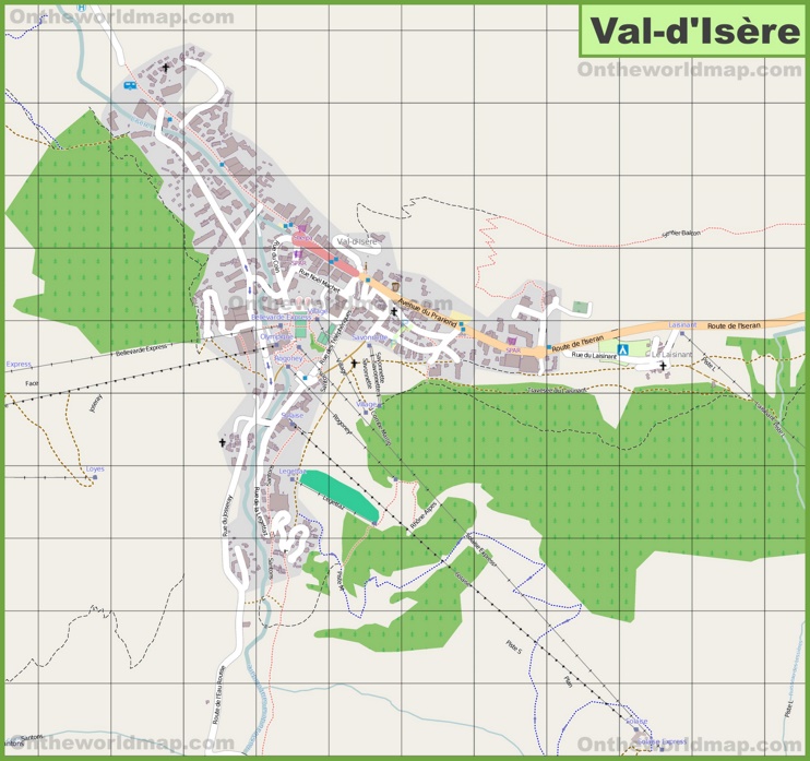 Large detailed map of Val-d'Isère