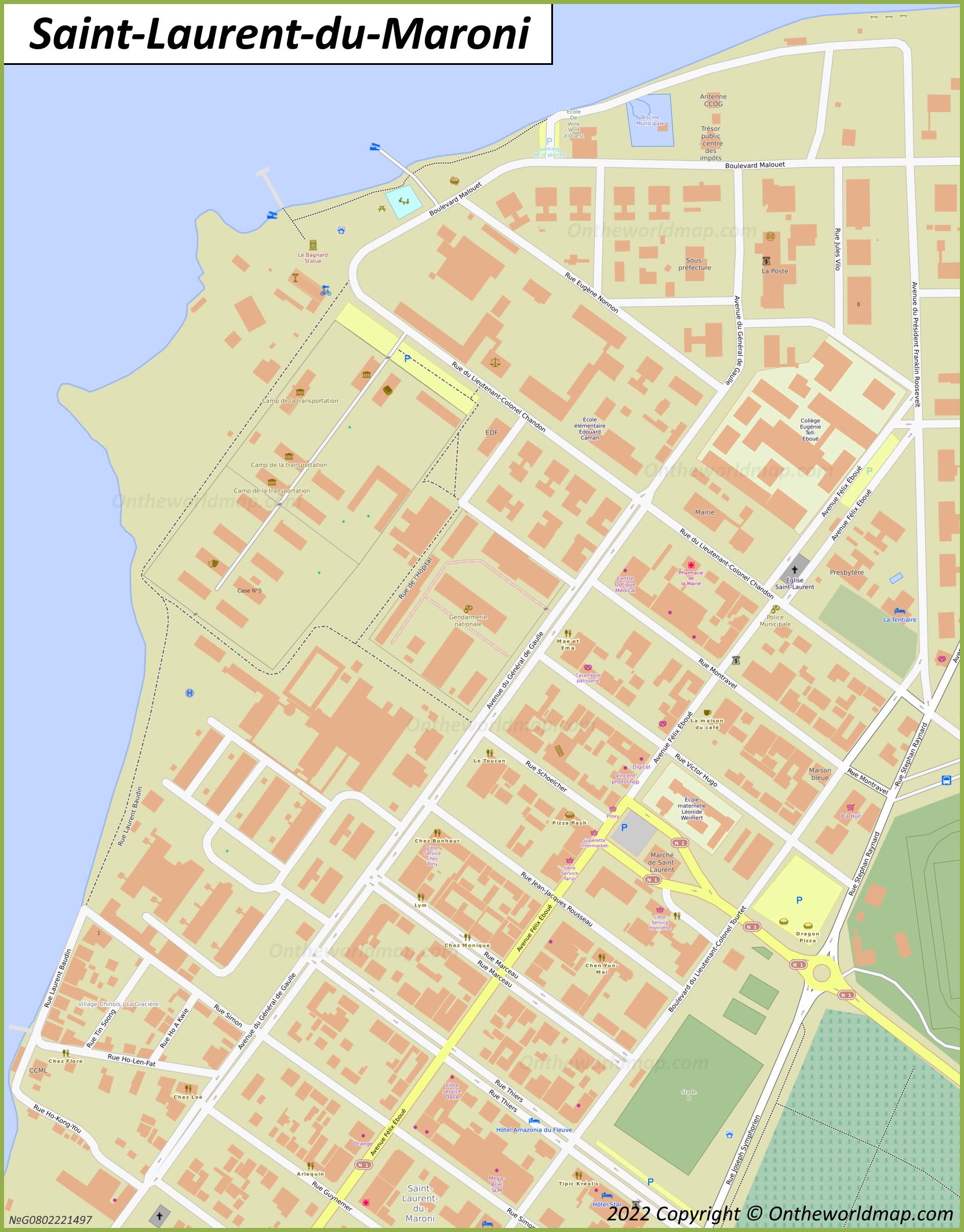 Saint-Laurent-du-Maroni City Centre Map