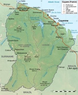 Large detailed map of French Guiana