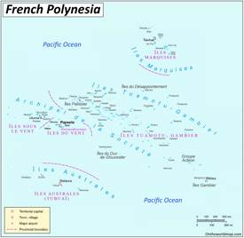 French Polynesia Political Map