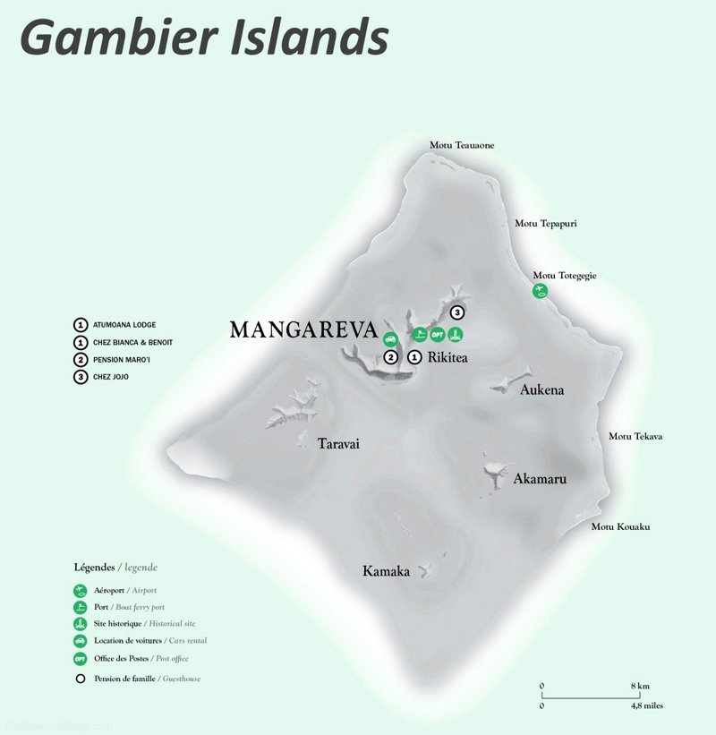 Gambier Islands Map | French Polynesia | Detailed Maps of Gambier Islands