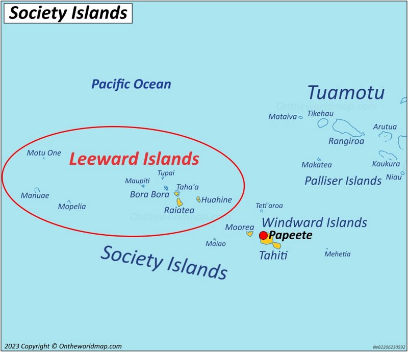 Leeward Islands Location On The Society Islands Map Max 