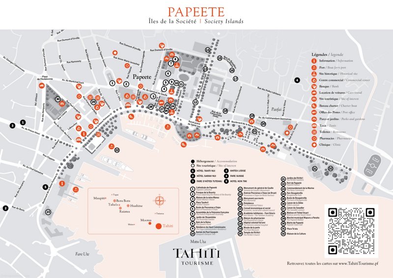 Papeete Map | Tahiti, French Polynesia | Detailed Maps of Papeete