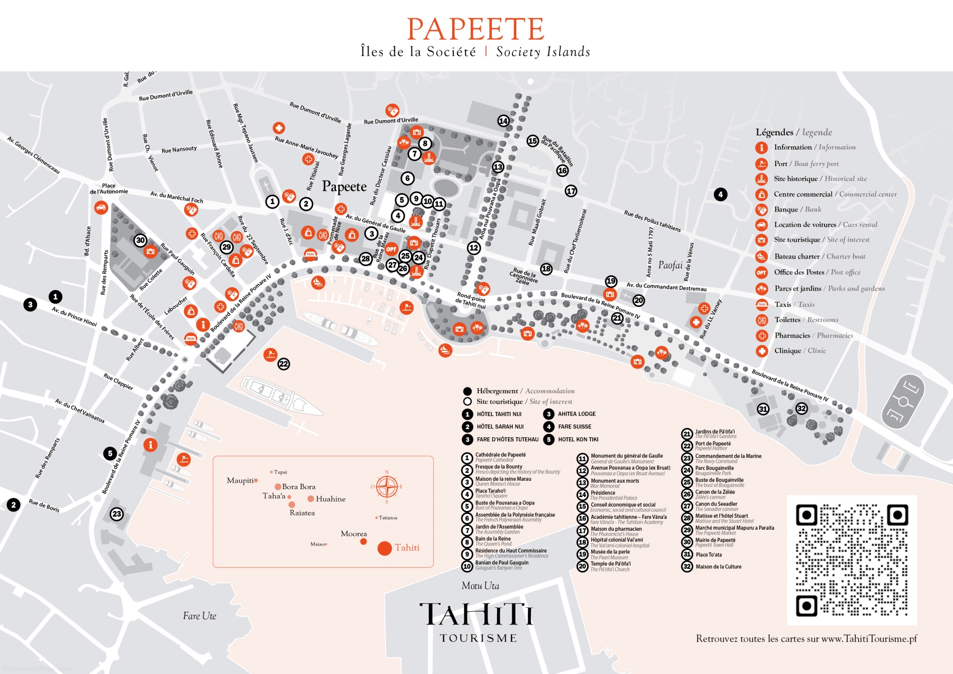Papeete Hotels And Tourist Attractions Map