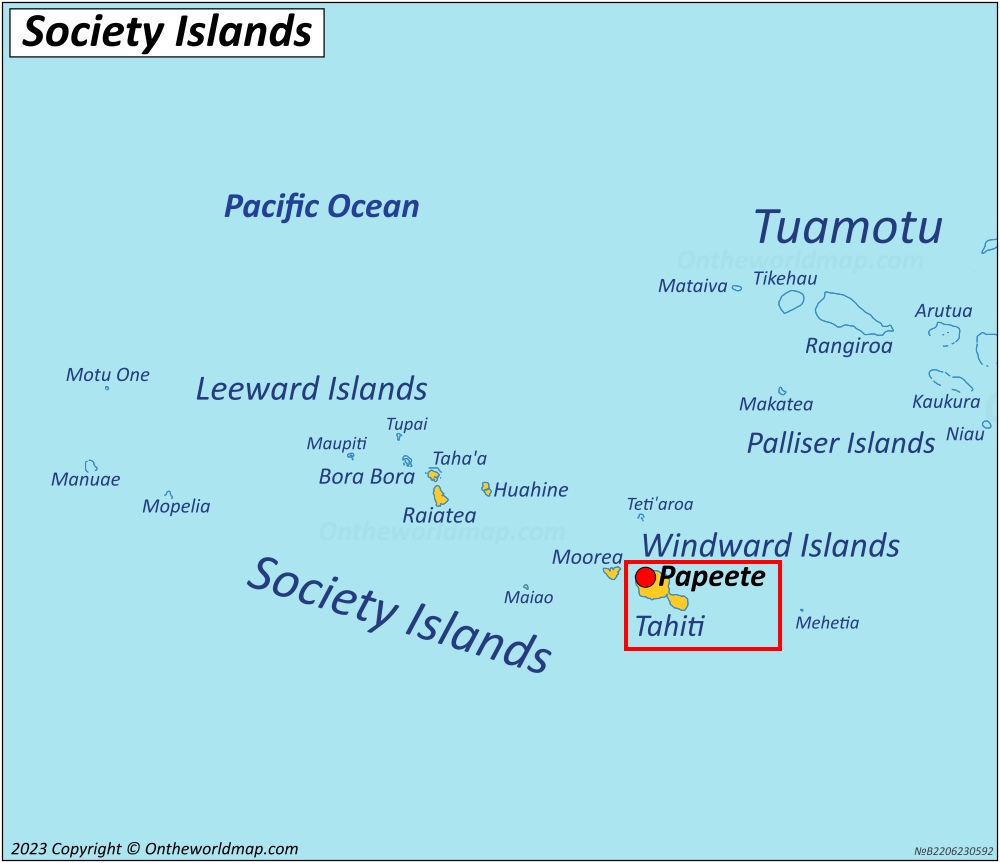 Papeete Location On The Society Islands