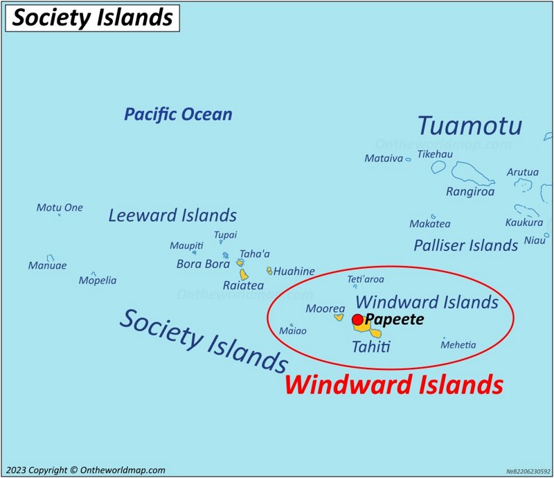 Windward Islands Location On The Society Islands Map Max 