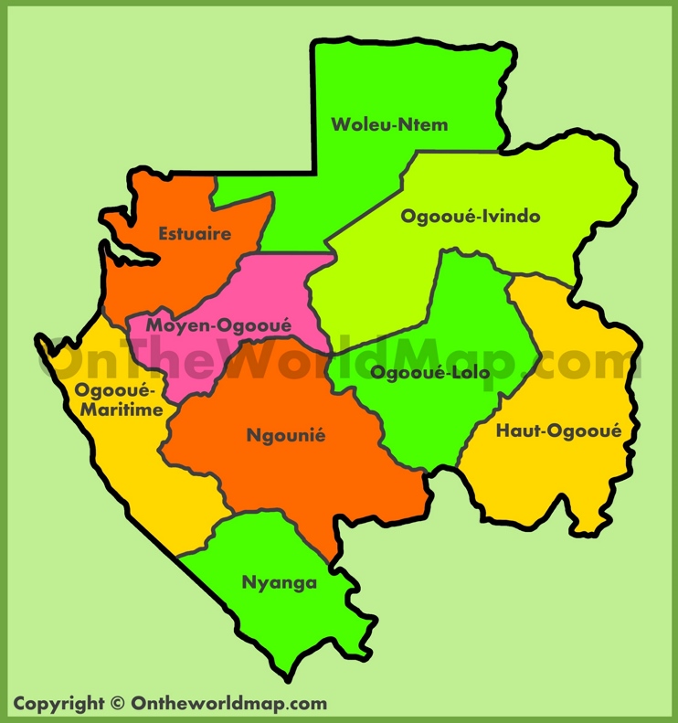 Administrative map of Gabon