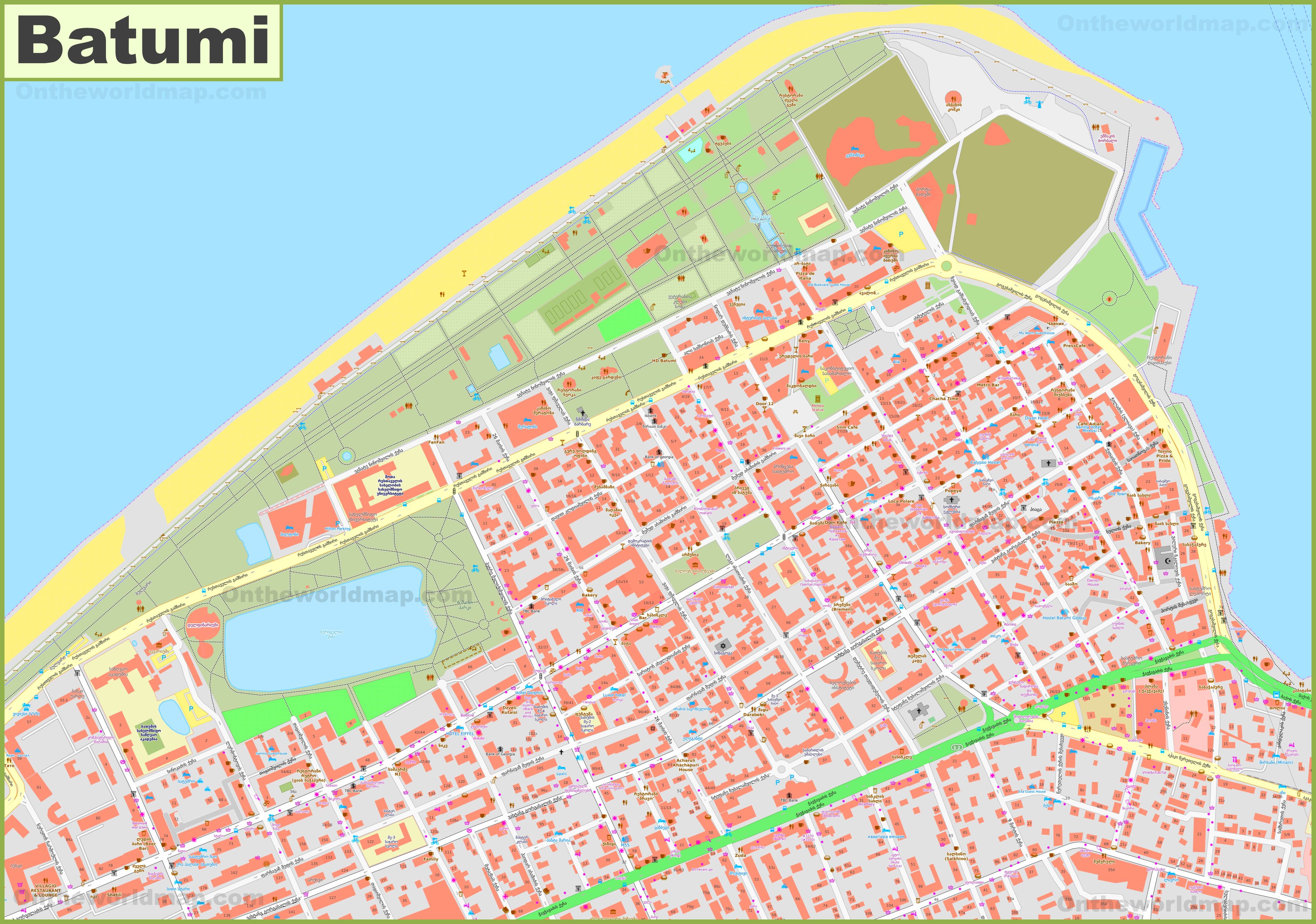 Large Detailed Map Of Batumi 