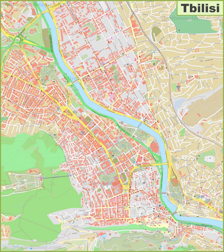 Large detailed map of Tbilisi