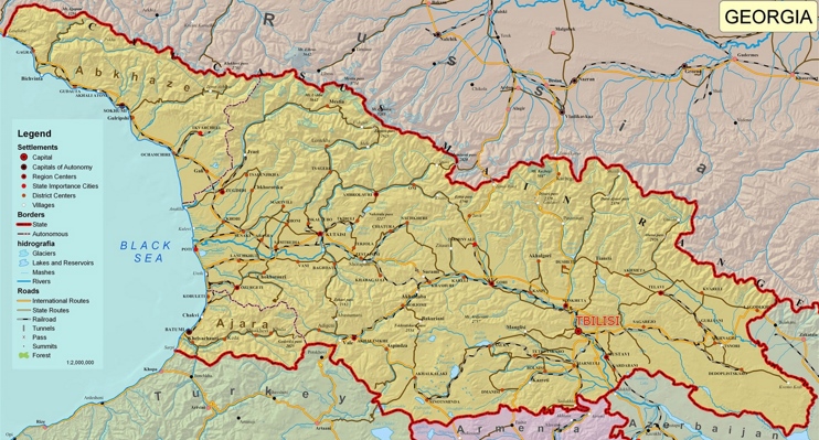 Large detailed map of Georgia