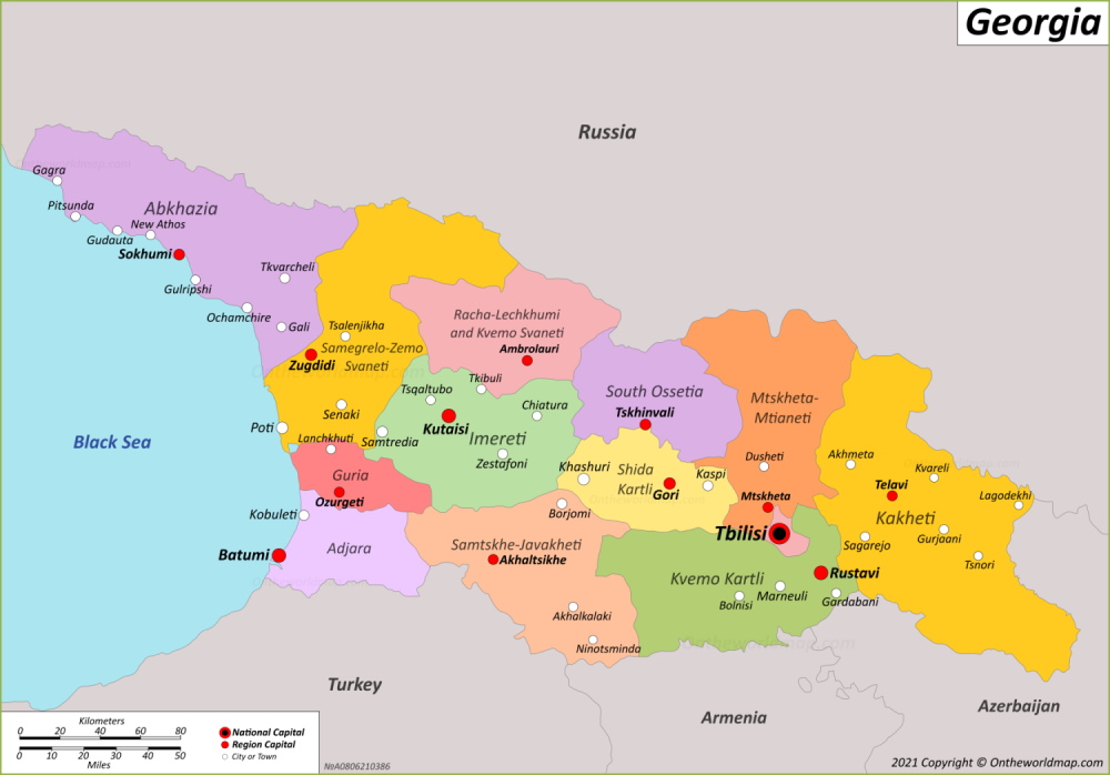 Mappa Delle Regioni Della Georgia - Immagini vettoriali stock e altre immagini d