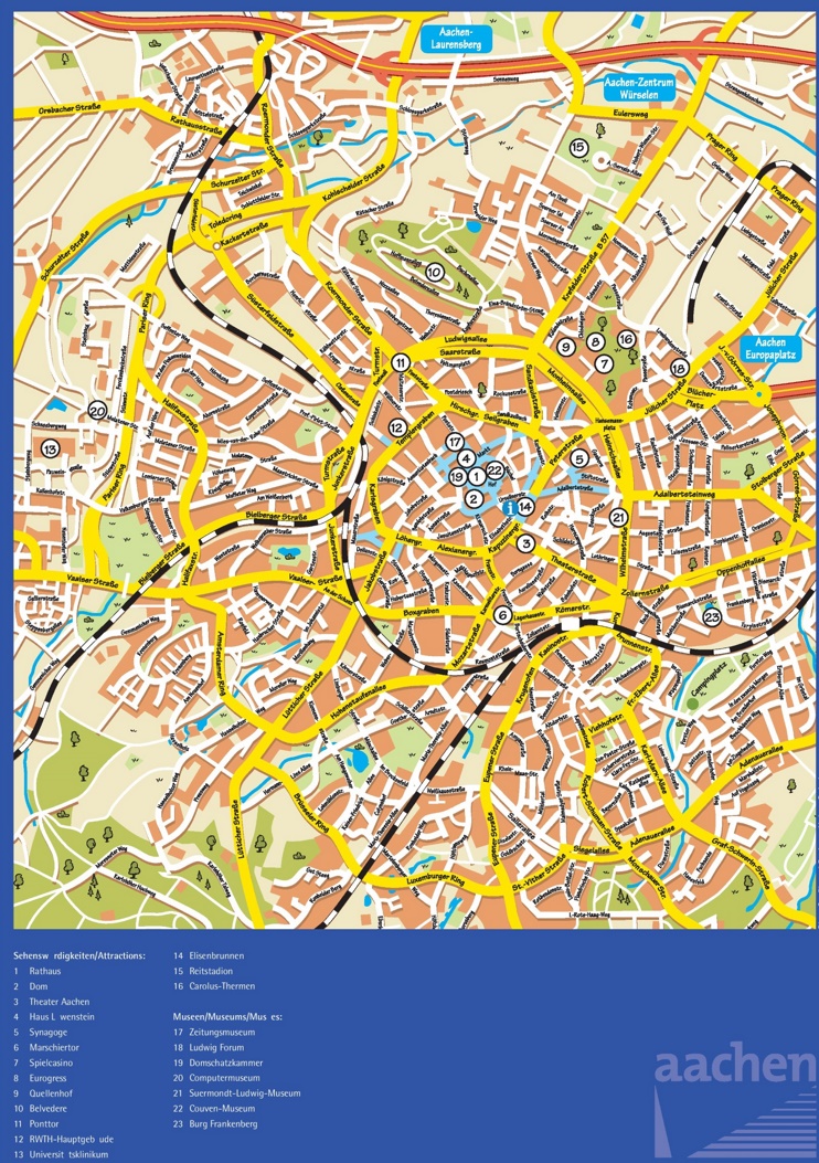 Aachen sightseeing map