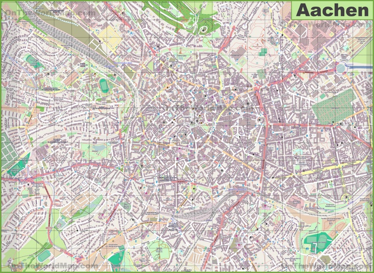 Large detailed map of Aachen