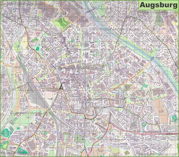 Large detailed map of Augsburg