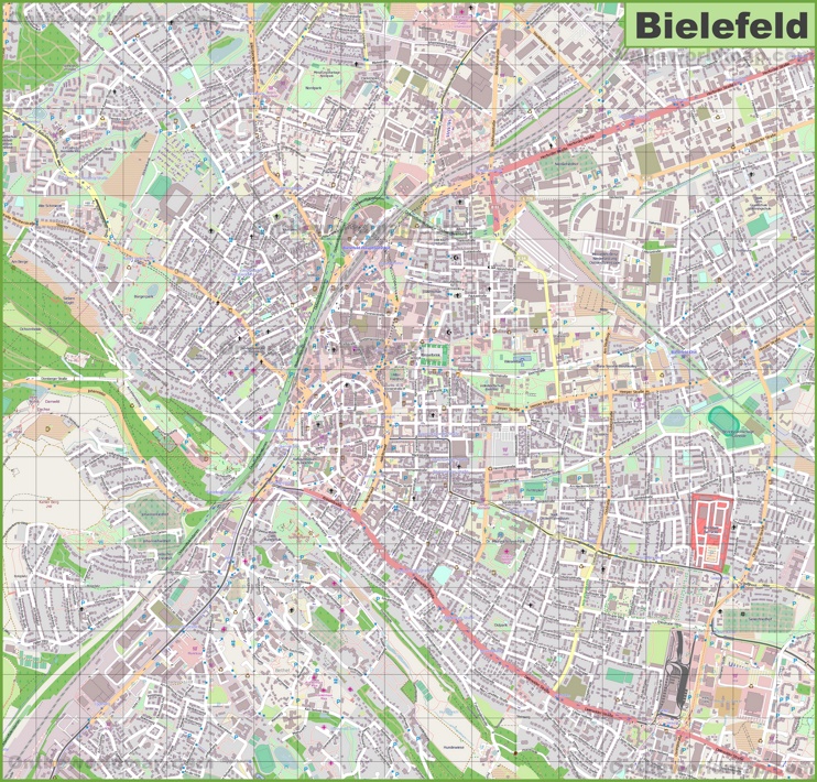 Large detailed map of Bielefeld