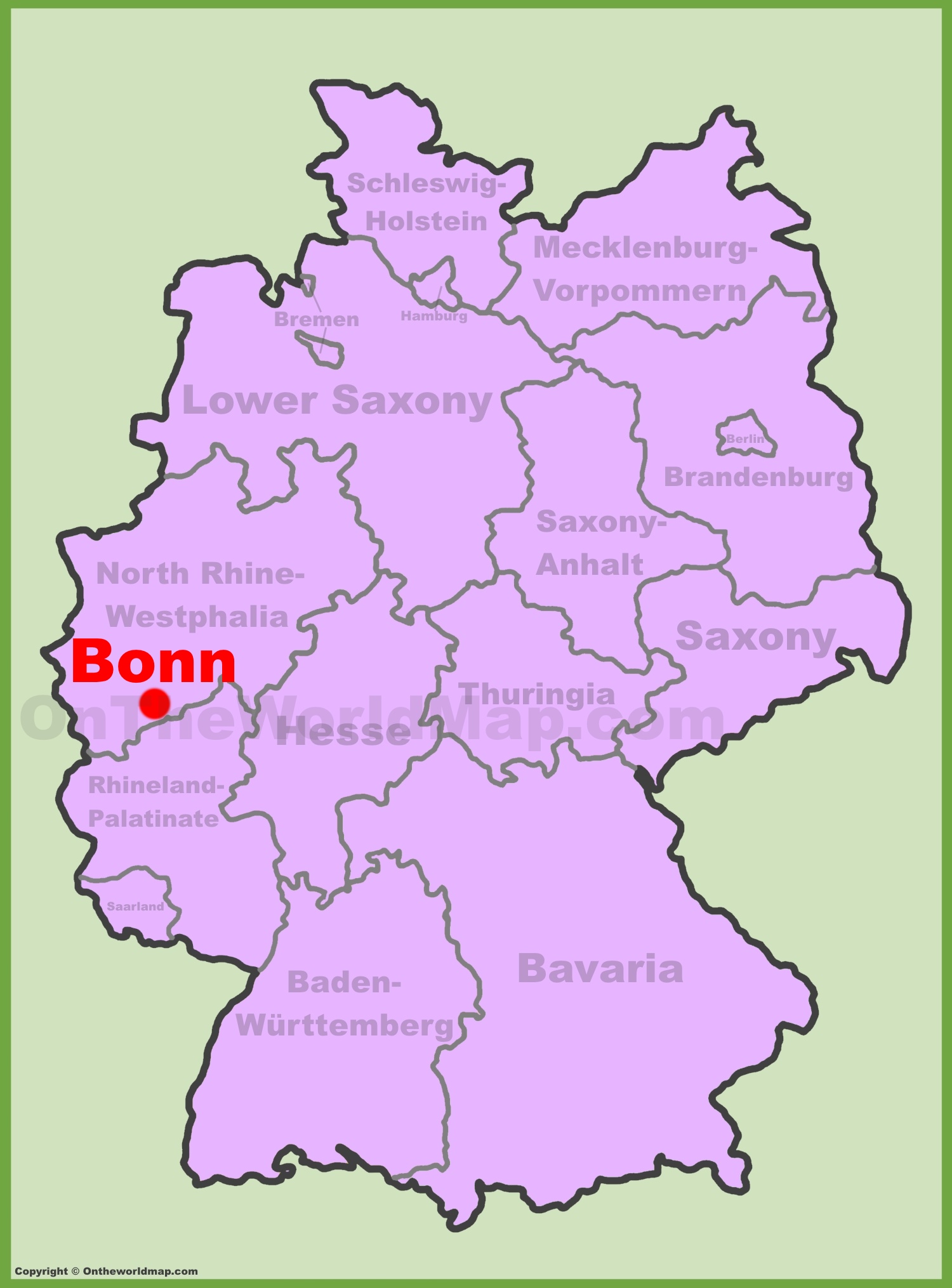 Bonn location on the Germany map - Ontheworldmap.com