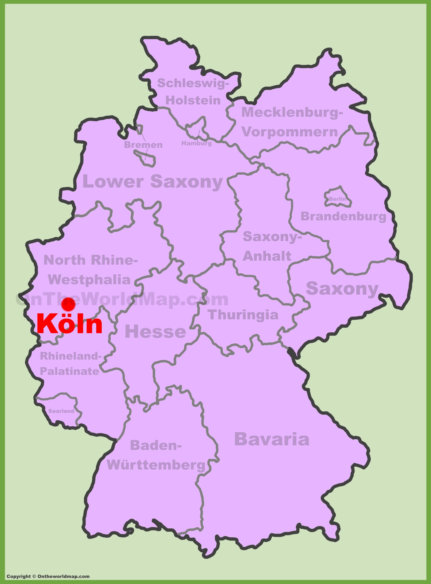 K Ln Location On The Germany Map Ontheworldmap Com   Cologne Location On The Germany Map 