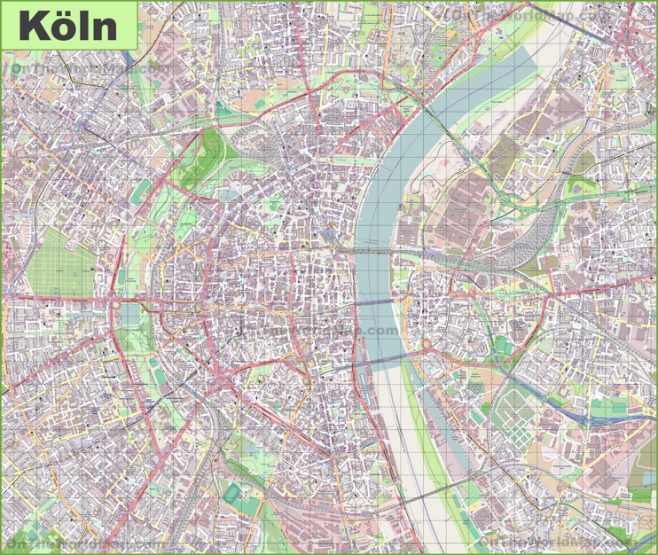 Large detailed map of Cologne