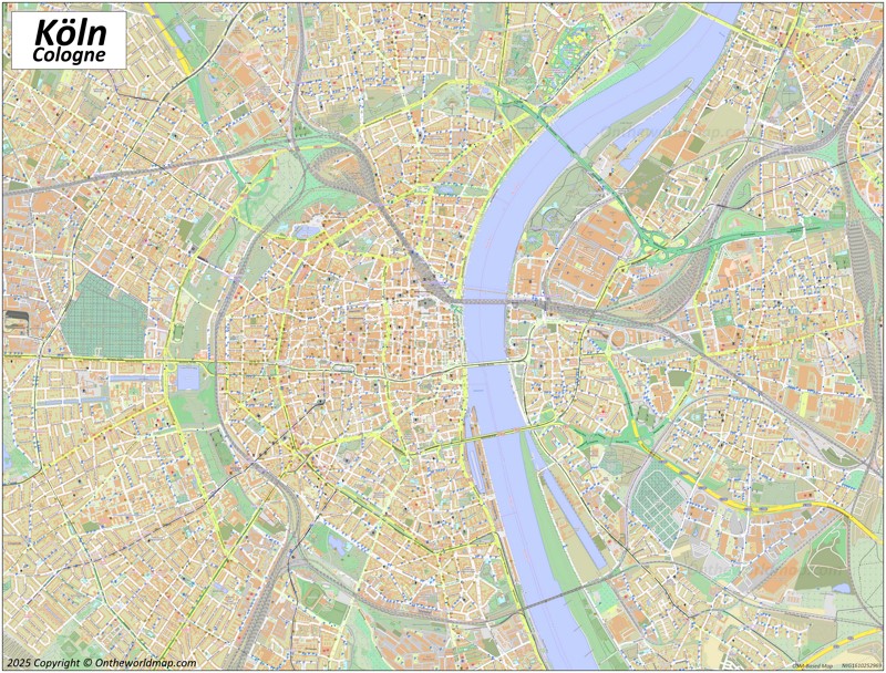 Large detailed map of Cologne
