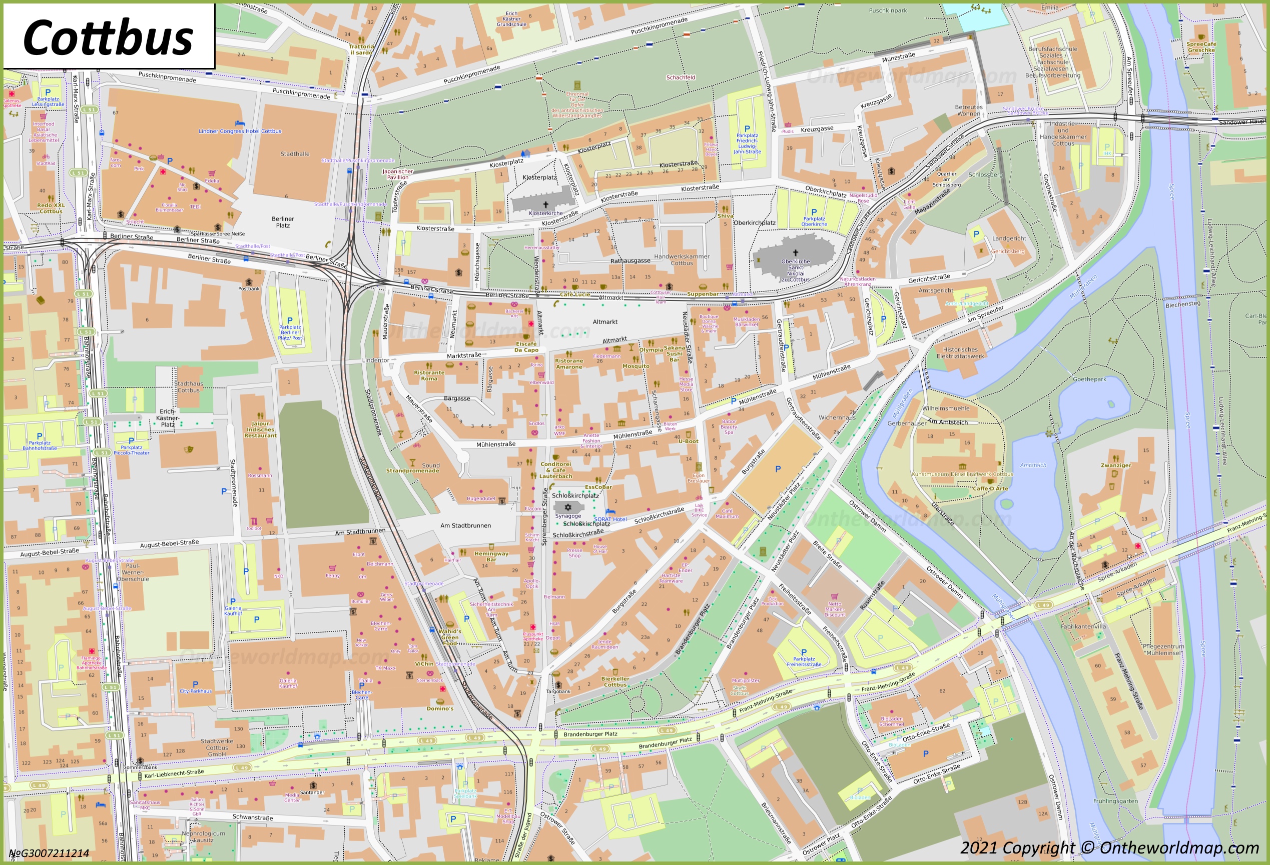 Cottbus Old Town Map