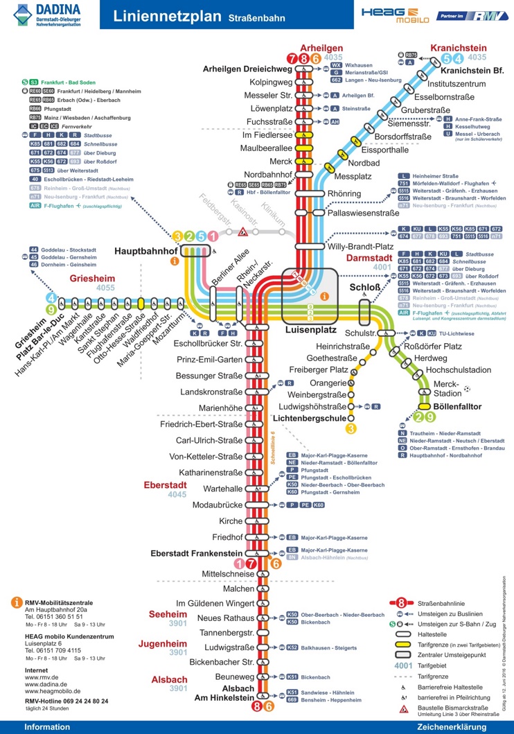 Darmstadt tram map