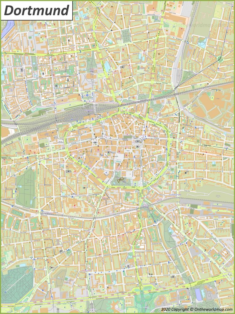 Detailed map of Dortmund