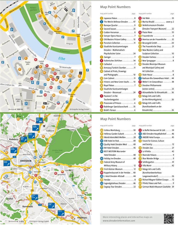 Dresden hotels and sightseeings map