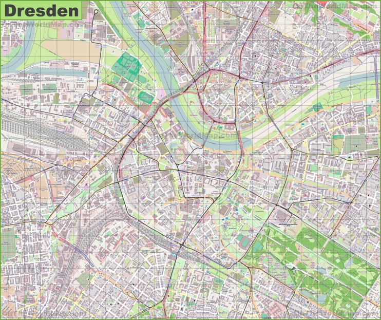 Large detailed map of Dresden
