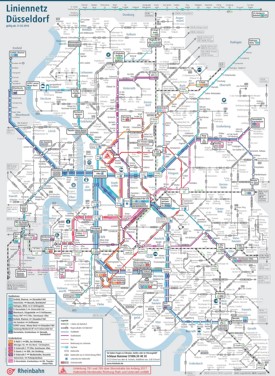 Düsseldorf metro and rail map