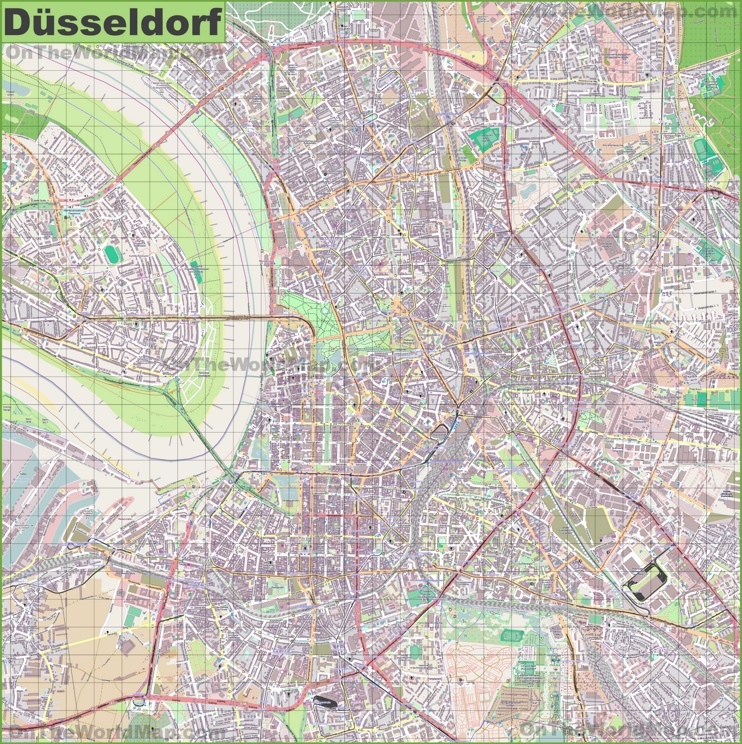 Large detailed map of Düsseldorf