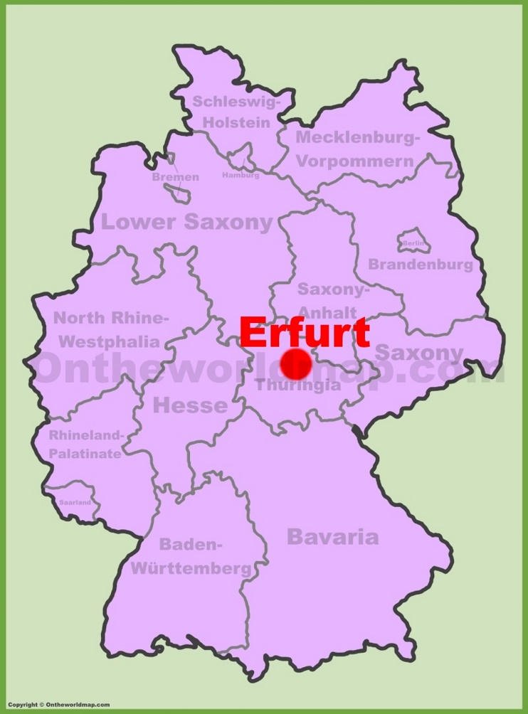Erfurt location on the Germany map