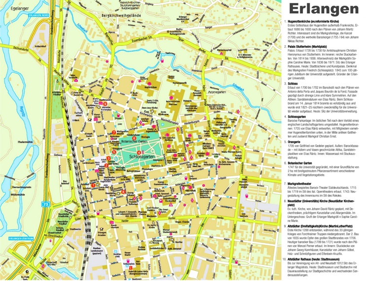 Erlangen sightseeing map