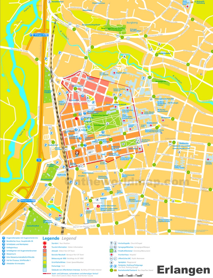 Erlangen tourist map