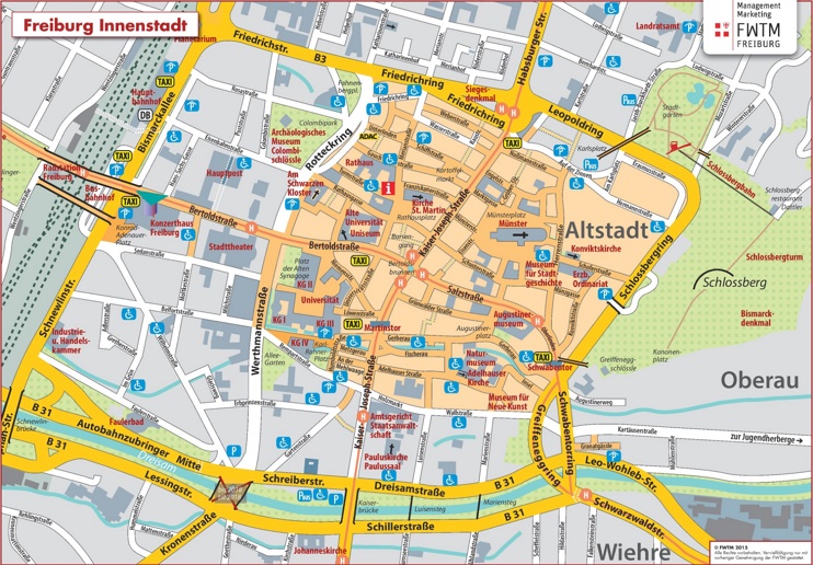 Freiburg city center map