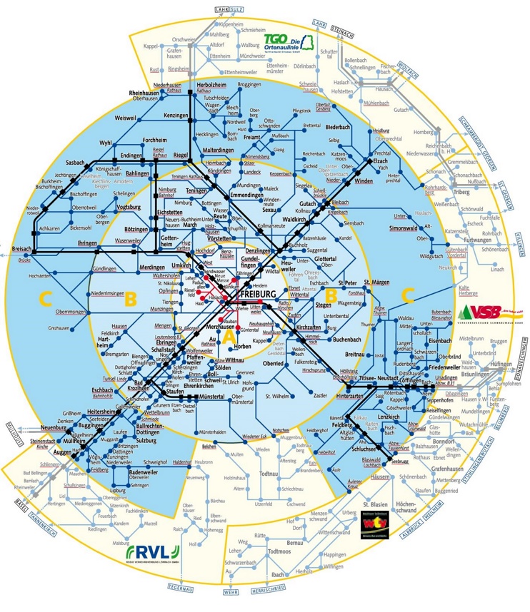 Freiburg region transport map