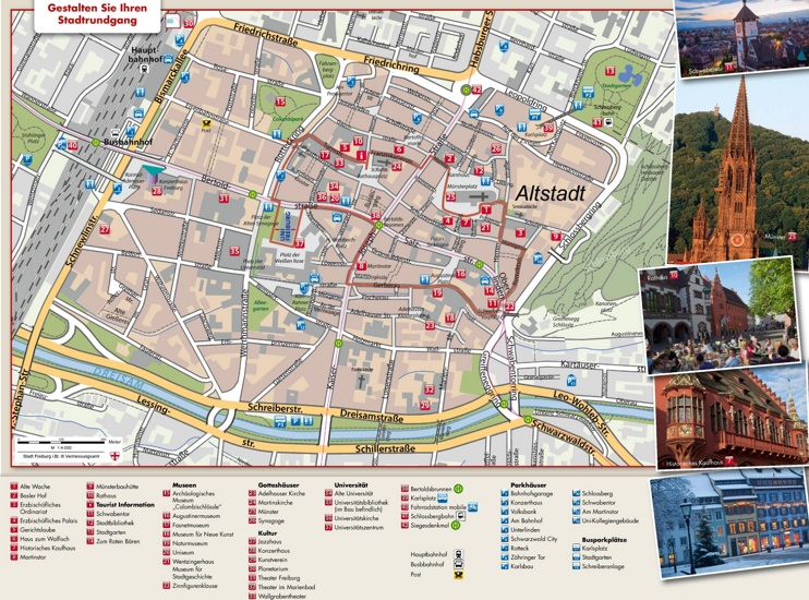 Freiburg tourist attractions map