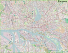 Large detailed map of Hamburg