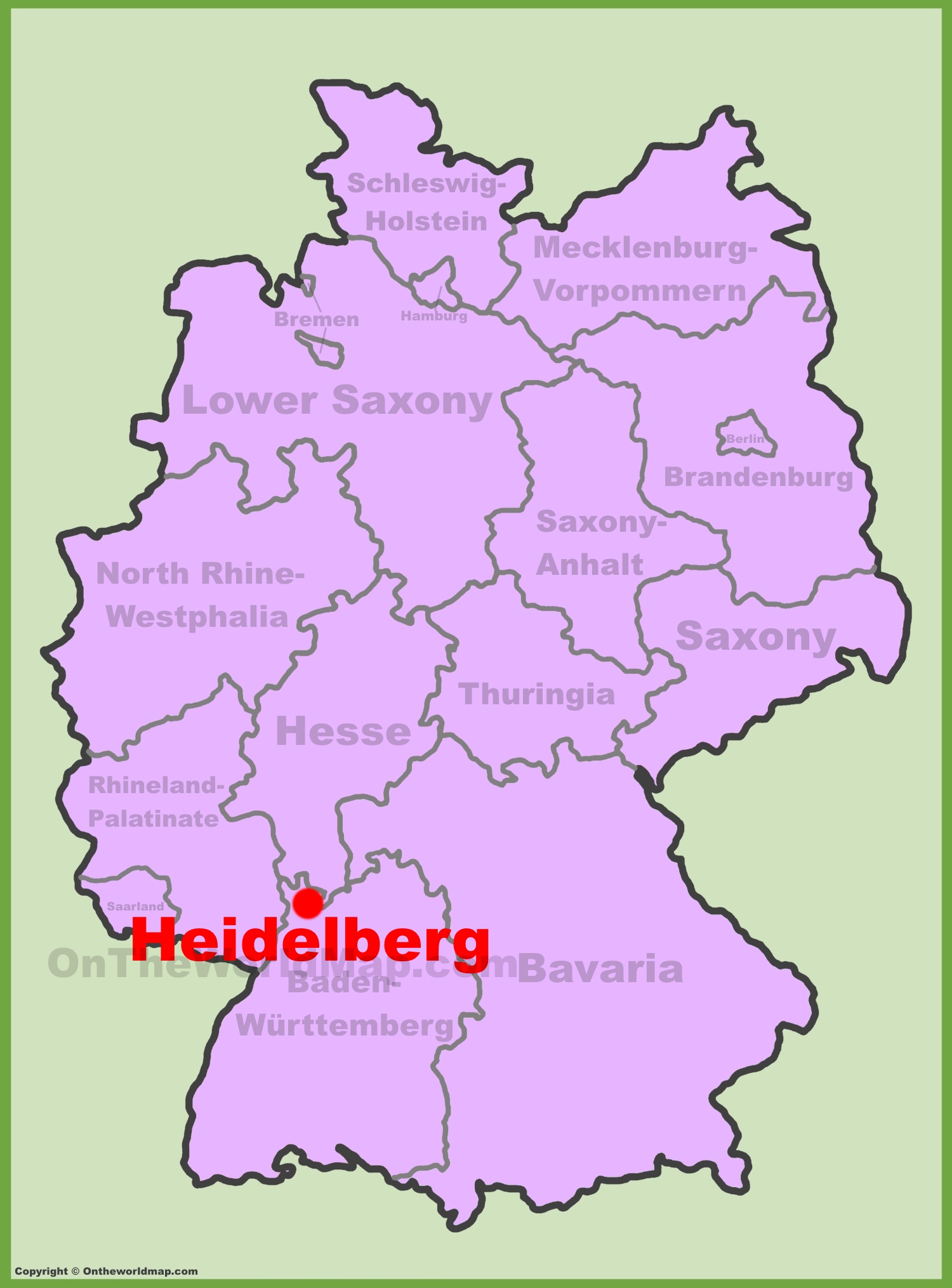 Heidelberg location on the Germany map - Ontheworldmap.com