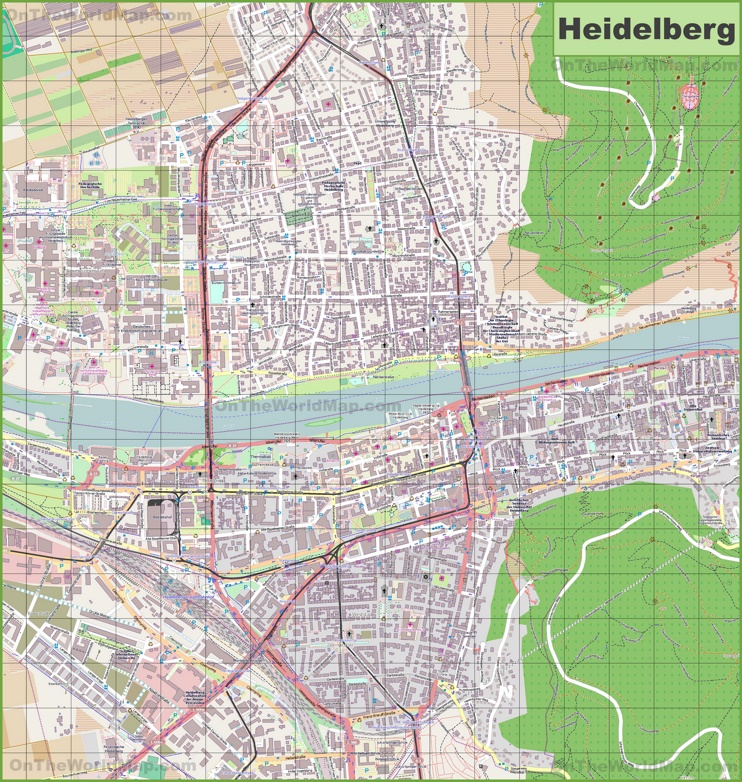 Large detailed map of Heidelberg